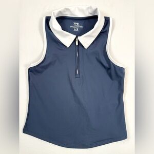 abercrombie kids Navy & White Sleeveless Polo Top